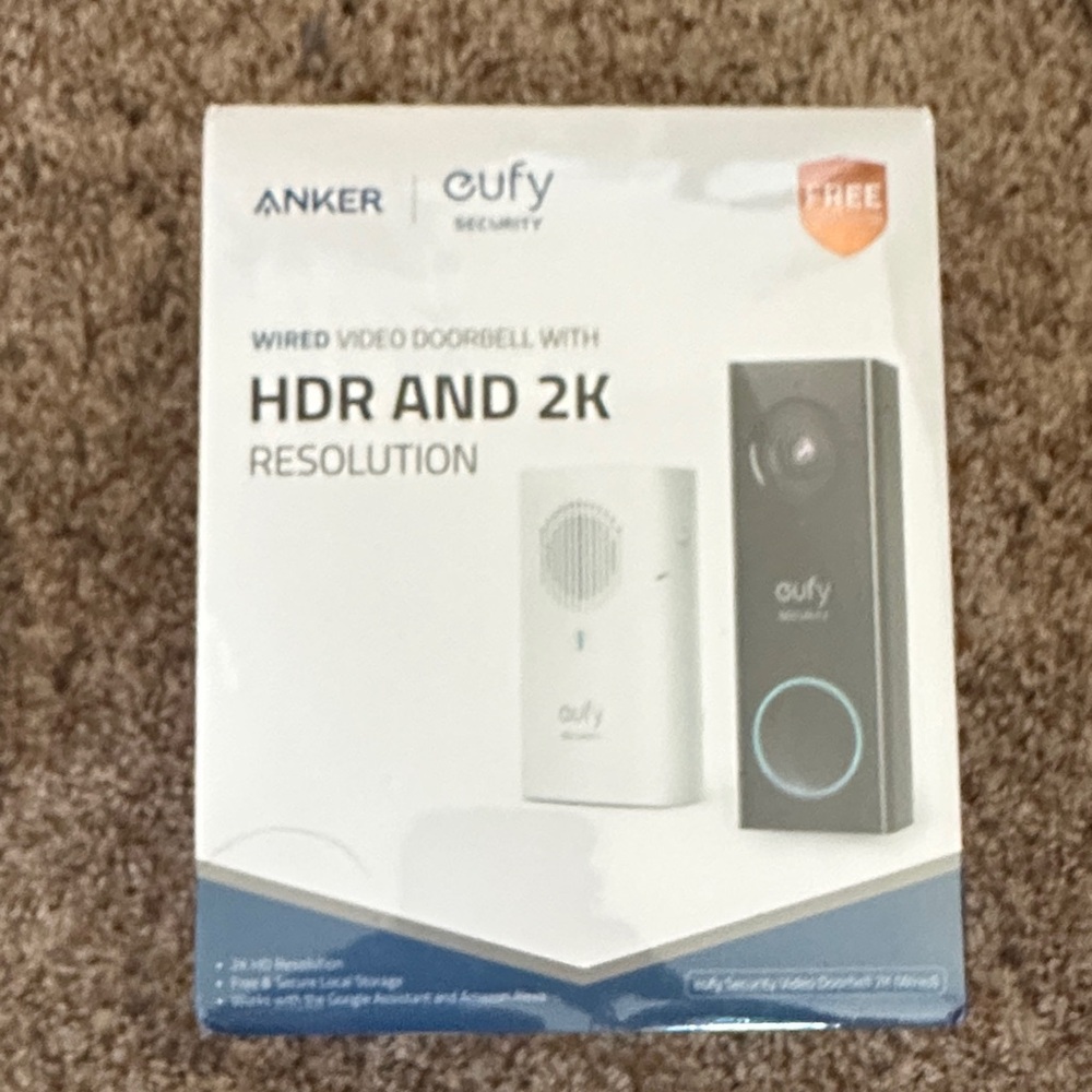 NIB Anker Eufy Security Video Doorbell in Black and White